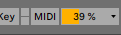 Screenshot of the Ableton Live load indicator showing 39% load while playing the example liveset on my relatively underpowered laptop